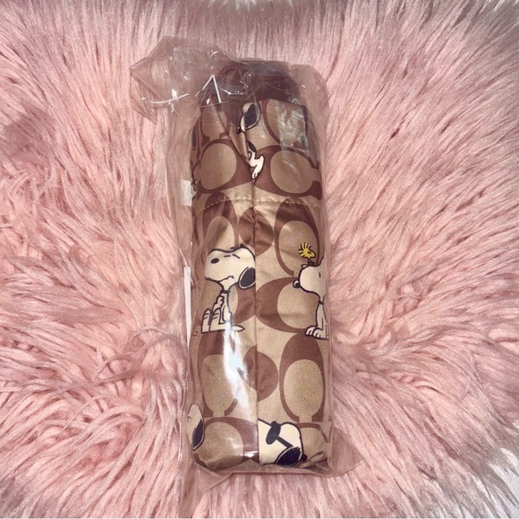 Coach NEW Coach X Peanuts Snoopy Print Brown Multi UV Protection Mini Umbrella - Picture 8 of 16